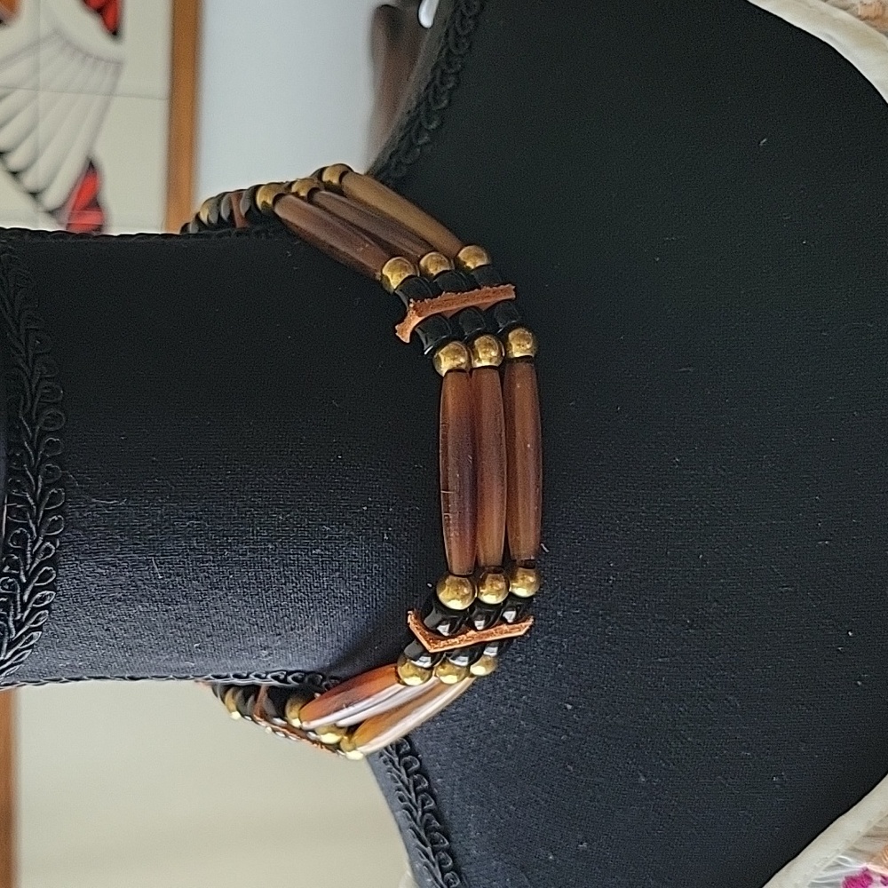 Hand Crafted 3 Stack Beaded Choker Necklace - Picture 7 of 9